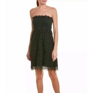 Velvet by Graham & Spencer Lace Dress Size XS Smocked Strapless Green‎